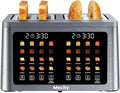 Mecity 4 Slice Toaster Wide Slot, Auto Lift Keep Warm Smart Toaster with Touch Screen, Dual Control Panel, Defrost, Auto Shut Off Digital Toasters for Bagel Muffin Waffle Gluten Free Breads1700W 120V