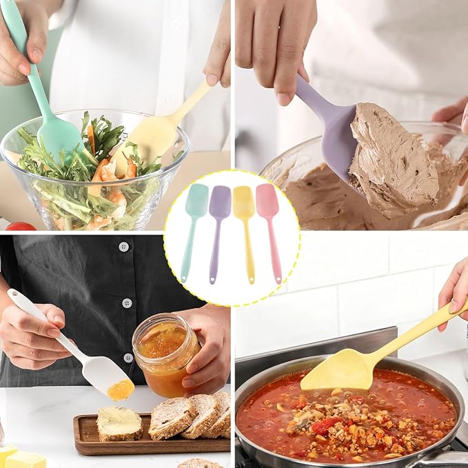 4 PCS,7.8Inch Silicone Spatulas Rubber Spatula Small Spatula Baking Mini Spatula Mixing Tool for Nonstick Cookware (4 colors)