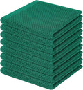 Homaxy 100% Cotton Waffle Weave Kitchen Dish Cloths 8-Pack, Dark Green | 12 x 12 Inches, Ultra Soft Absorbent Dish Towels, Quick Drying Dish Rags with Hanging Loop