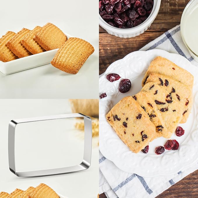 Rectangle Round Corner Cookie Cutters Egg Biscuit for Kids DIY Lunchbox Bento Box Fruit Vegetable Sandwich Cutters for Baking, Pack of 5