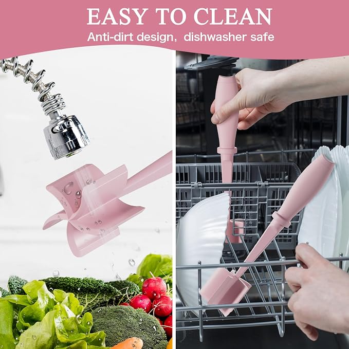 2 Pack Meat Chopper Ground Beef Masher Tool for Hamburger | 5 Curve Blades Heat Resistant Meat Masher Tool, Turkey and More, Nylon Hamburger Chopper Utensil Non-scratch Utensils-Pink