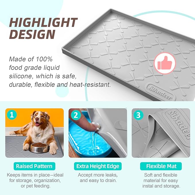 Waterproof Under Sink Mat 34" x 22", Silicone Mat Kitchen liner | BPA-Free Silicone Tray with Raised Lip Protect Cabinets from Leaks, Versatile Home Organizer for Bathroom, Pets, Boots, Floor