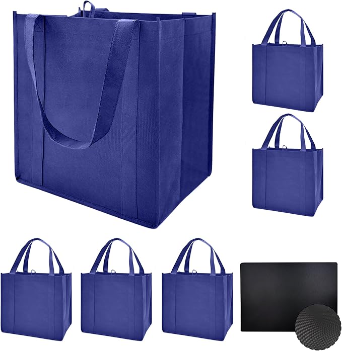 6 pack Reusable Grocery Bags,Thick Bottom-Shopping Bag for Groceries | Heavy Duty Large Shopping Totes,Reusable Bags With Handles ,Foldable,Washable ,Load Capacity Over 45 Pounds