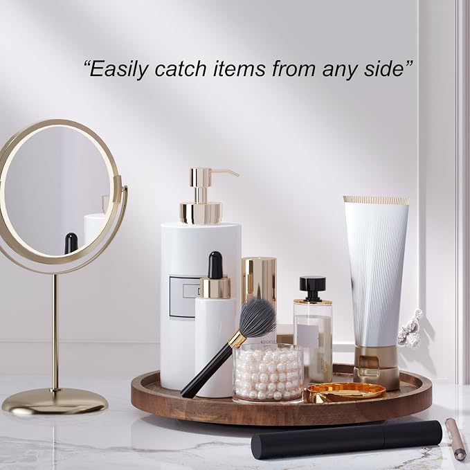 VERTORGAN Lazy Susan Bamboo Organizer for Kitchen,Cabinet(Medium) | 360 Rotating Turntable,Spice Rack,Serving Tray,Pantry Vanity Organizer,Countertop Space-Saver