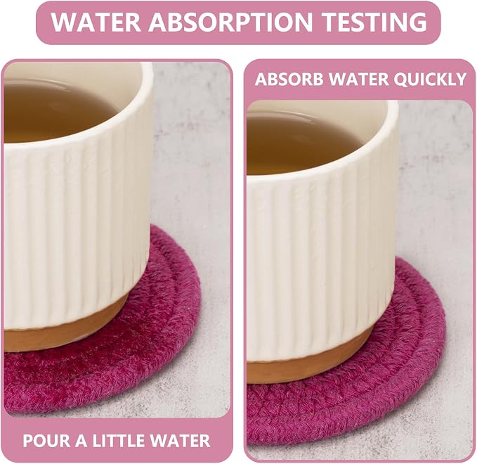 Coasters for Drinks Absorbent, Coasters Set of 4 - Color, 8 Pack Pink Coaster for Desk, House Essentials for New Home, Kitchen and Dining Coffee Table Decor, Modern Home Decor