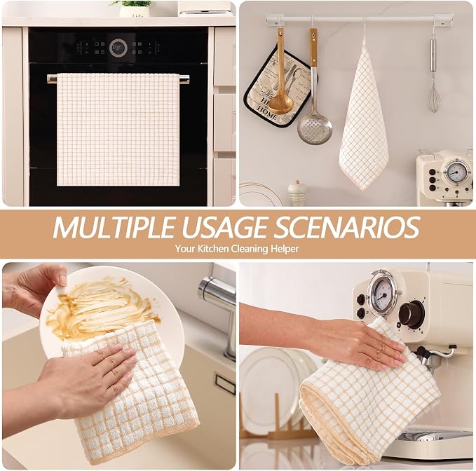 Homaxy Kitchen Towels and Dishcloths Set, Set of 12, Apricot | Cotton Terry Kitchen Dish Towels, Super Soft and Absorbent Dish Cloths, 16 x 25 and 12 x 12 Inches