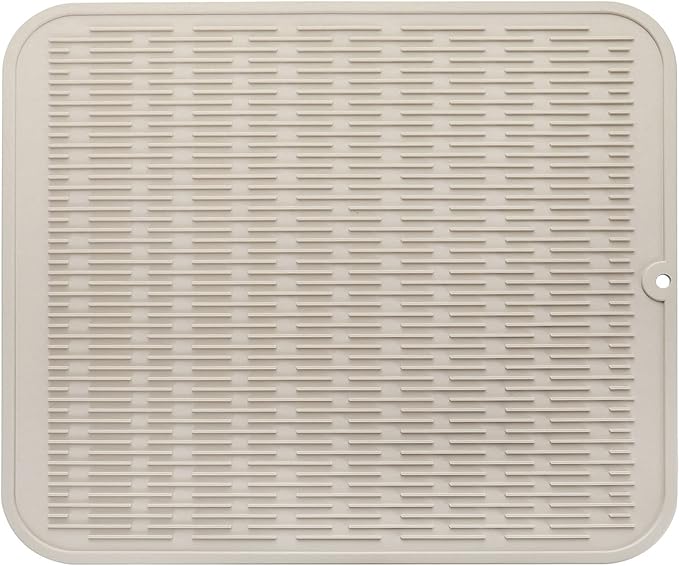 MicoYang Silicone Dish Drying Mat for Multiple Usage,Easy clean,Eco-friendly,Heat-resistant Silicone Mat for Kitchen Counter or Sink,Refrigerator or Drawer Liner Tapioca 2XL 24 inches x 18 inches