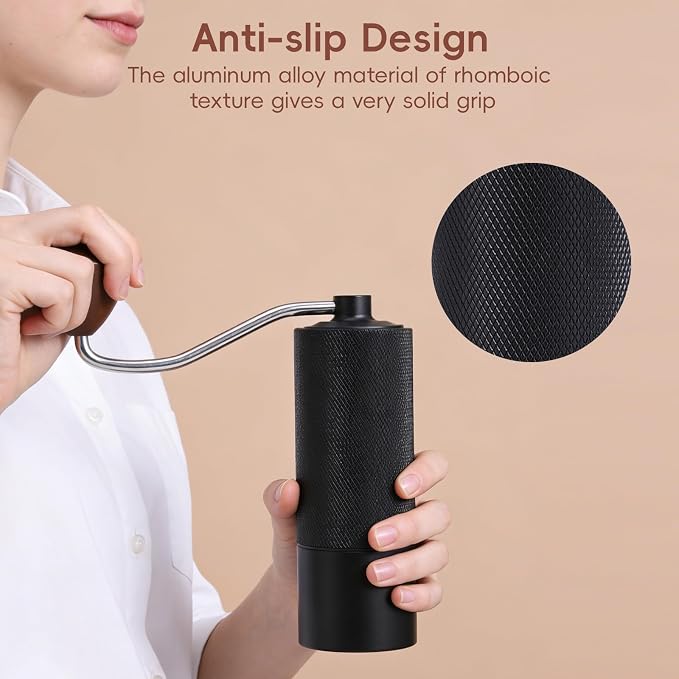 Portable Manual Coffee Grinder 25g Capacity Hand Crank Coffee Grinder Mill | CNC Stainless Steel Conical Burr,Internal Adjustment,for Espresso Pour Over French Press Moka for Office Home Travel Camping