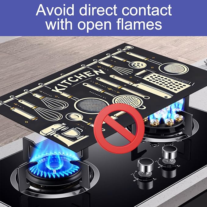 HOMETITUTE Stove Top Cover 28x20 Utensil Design Heat Resistant Mat