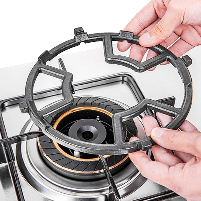 Non Slip Gas Ring Reducer, Burner Grate for Butter Warmer/Small Saucepan, Cast Iron Wok Support Ring- Compatible with Most Gas Stove Range Cooktop, 7 Inch, Black