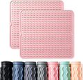 2 Pack Caketime Silicone Dish Drying Mat for Kitchen Counter Cooking Baking Liners Drawer Refrigerator Espresso Machine Station Utensil Holder Washer Trivets Oven Chef Gifts Extra Large 18"x16" Pink