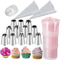 16PCS Large Piping Tips Set, Stainless Steel frosting tips | Reusable cotton piping bag and auxiliary cup, Cake Decorating Tips Set for Cake Decorating, Cupcakes, Cookies, DlY pastries