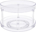 Amazon Basics 2 Tier Lazy Susan Turntable Organizer for Condiments, 12" Diameter, Clear