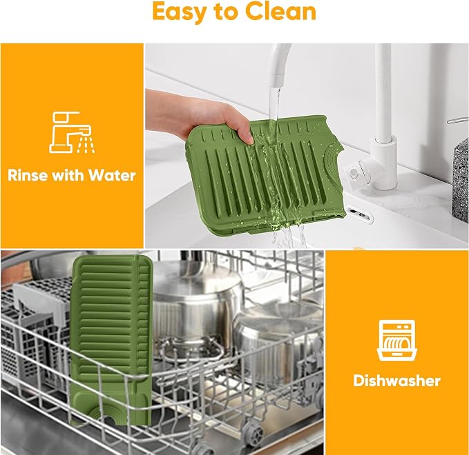 24'' Longer Faucet Mat for Kitchen Sink Splash Guard[7° Slope Fast Self-draining][Snap Lock Fit]Kitchen Sink Faucet Mat Splash Guard Kitchen Sink Area Water Splash Guard Behind Faucet Draining Mat