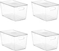 Vtopmart 4 Pack Clear Stackable Storage Bins with Lids, XLarge | BPA-free Plastic, Organize Vertically, For Pantry Kitchen Fridge Cabinet Closet Bathroom, Built to Last, Easy to Move