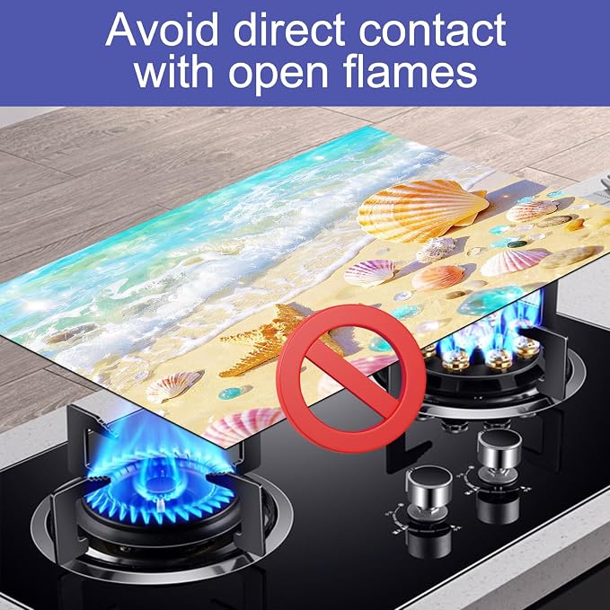 HOMETITUTE Summer Stove Top Cover 28x20 Coastal Seashell Heat Resistant Protector