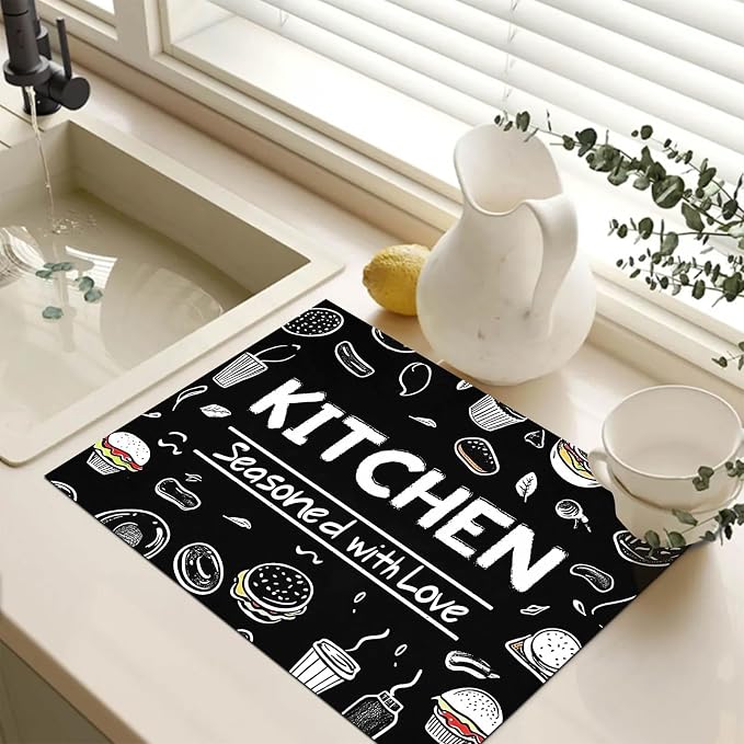 HOMETITUTE Kitchen Seasoned with Love Stove Cover 28x20 Diatomite Mat