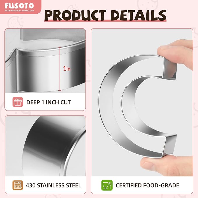 FUSOTO 26PCS Alphabet Letters Cookie Cutters Set, Letters A-Z, 3 Inches | DIY Alphabet Cake&Cookie, Stainless Steel Cookie Cutters for Baking, Letters Shaped Baking Tool for Homemaking Cookie