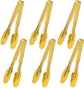 6 Pack Stainless Steel Serving Tongs, 9 Inch Gold Salad Tongs Serving Utensils Buffet Tongs Gold Plated Heavy Duty Reusable Metal Kitchen Clips for Salad, Snack, Barbecue, Catering, Wedding, Party