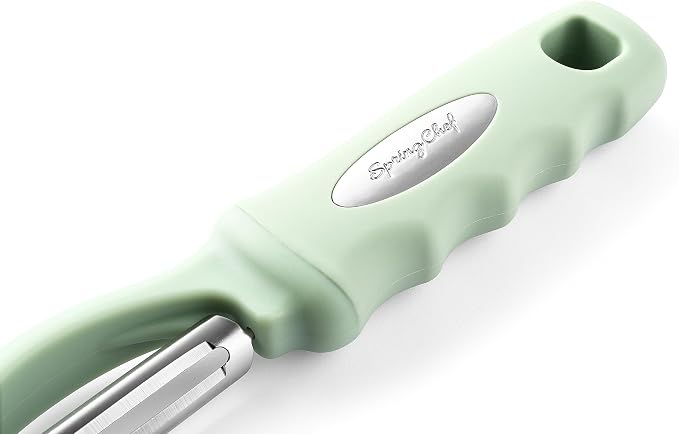 Spring Chef Swivel Vegetable Peeler with Ergonomic Handle, Pistachio | Premium Potato Peeler w/ Ultra Sharp Stainless Steel Blades, Multifunctional Veggie Peeler for Apple, Carrot, Cucumber, Fruit