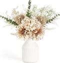 Mkono Fake Flowers in Ceramic Vase, 14" Coffee Table Centerpieces, Brown | Table Decor with vase, Small Silk Faux Artificial Flower Arrangements, Fits Bathroom Dining Room Kitchen Home Indoor Decor