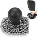 Cast Iron Scrubber with Pan Scraper, 316 Chainmail Scrubber for Cast Iron | Upgraded Chain Mail Scrubber Dish Sponge, Cast Iron Cleaner for Pan Skillet Carbon Steel, Dutch Oven Metal Brush Cleaning Kit