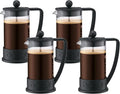 Bodum 12oz Brazil French Press Coffee Maker, High-Heat Borosilicate Glass, Black - Made in Portugal (Pack of 4)