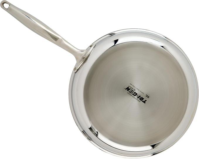 WINCO Tri-Ply Frying Pan, Silver | Quick even heating, Induction compatible, Heavy-duty, Great for Sauteing, Searing and Frying