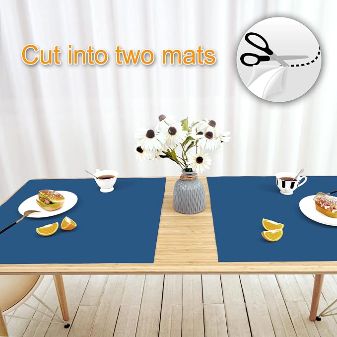 Silicone Mats for Kitchen Counter 47"x23.6"x0.08”, Largest Heat Resistant Mat Shipped Rolled Up Kitchen Island Silicone Countertop Protector Mat Nonslip Extra Large Counter Mat, Blue | Largest Size, Heat Resistant, Nonslip, Extra Large Countertop Prote...