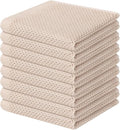 Homaxy 100% Cotton Waffle Weave Kitchen Dish Cloths 8-Pack, Beige | 12 x 12 Inches, Ultra Soft Absorbent Dish Towels, Quick Drying Dish Rags with Hanging Loop