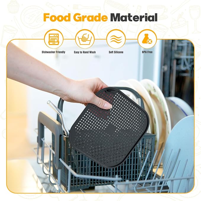2 PCS Silicone Splatter Shield for Ninja Crispi Replacement Parts,Black | Helps Block Oil Splashes, Reusable, Flexible, Heat Resistant,Easy To Clean,Prevents Stubborn Grease Stains