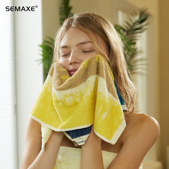 4-Pack Cotton Hand Towels for Bathroom with Hanging Loops, Coastal Ombre | Sink-side towels for drying hands and face, ideal for bathrooms, guest baths, powder rooms, OEKO-TEX certified, easy care