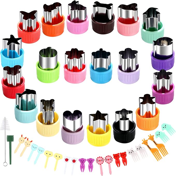 MUYIYAMEI Vegetable Cutter Shape Set, Mini Cookie Cutters,Biscuit Cutter to Decorate Food, Baking and Food Supplement tool Accessories Kitchen Crafts, (20PCS+20Fork)