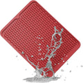 ZLR Silicone Dish Drying Mat for Kitchen Counter, 16"x12", Lava Red | Fast-Dry Wavy Ridges, Raised Edges Contain Water, Heat-Resistant Trivet to 450°F, 5mm Thick, Non-Slip, Dishwasher Safe