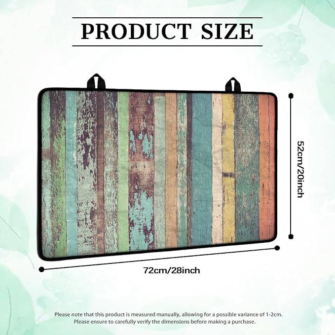 Wooden Stripe Stove Top Covers for Electric Stove, Vintage Colorful Wooden Plank Glass Stovetop Cover with Lanyard Rustic Wood Grain Countertop Protector Mat for Kitchen 28 x 20 Inch