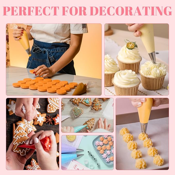 200 Pcs Disposable Cream Pastry Bag Cake Icing Piping Decorating Tool Cupcake Decorating Piping Icing Bag (Red)