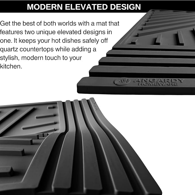 Large Silicone hot Pads for kitchen16x12In Trivet with Thick and Modern Design, Heat Resistant, Mat for Hot Dishes - Black