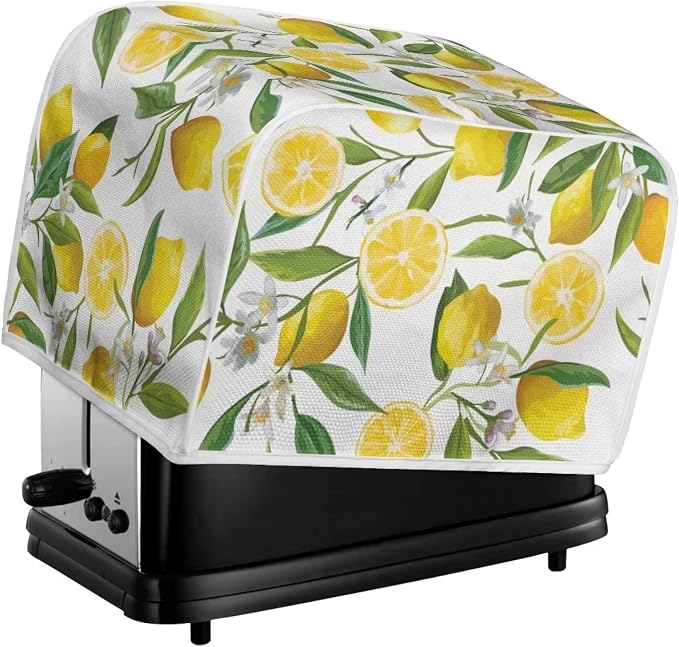 Floral Lemon Toaster Cover for 2 Slice Bread Toaster Oven - Dustproof Kitchen Small Appliance Protector for Bakeware
