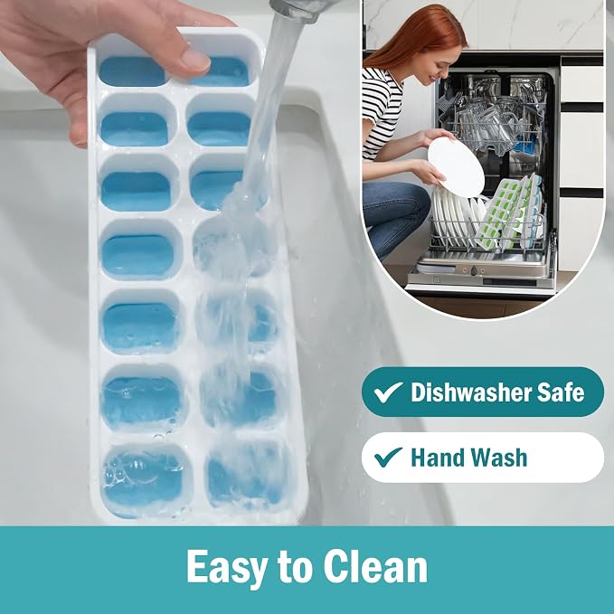 Ice Cube Trays for Freezer – 5 Pack 70 Cubes Total, Reinforced Snap Lids That Stay Closed, Silicone Push-Release Bottom, BPA-Free, Stackable & Spill-Proof – Perfect for Parties, Home Bar & Daily Use
