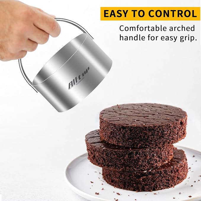 ALLTOP Round Biscuit Cutters with Handle, Stainless Steel Baking Essential Tool for Effortless Circle Cookie Shaping,Pastry,Cake Decoration Creation–Precise Cut for Dumpling,Scone, Donut-5 Pcs