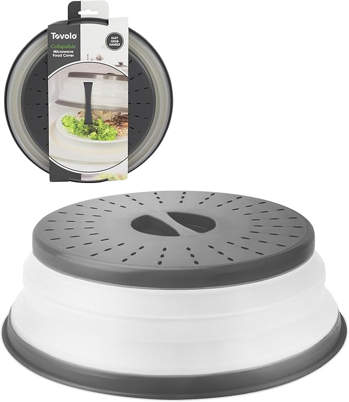 Tovolo Collapsible Microwave Splatter Cover, Charcoal Gray, Medium 10.5" in