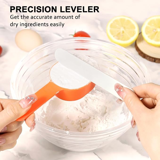 Stackable 10-Piece Measuring Cups and Spoons Set with Lids | Kitchen gadgets for cooking & baking. Includes 10 stackable cups & spoons. Dishwasher-safe. For liquid & dry, multicolor