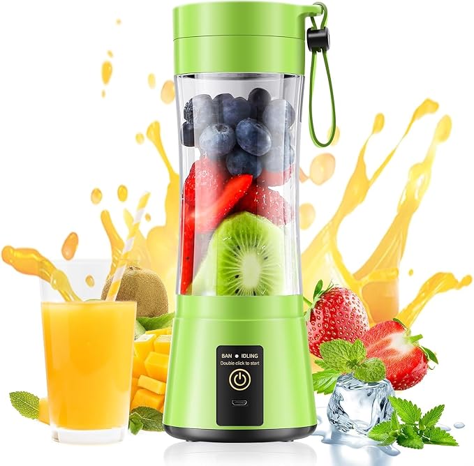 Portable Personal Size Mini Blender - Small Blender Make Smoothies & Shakes | Small Blender with 6 Stainless Steel Blades, BAP-Free, Easy Clean, Powerful Blending Freshly Squeezed in Sports/Office/Gym