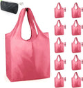 BeeGreen Pink Reusable Grocery Bags with Elastic Band Pink Reusable Shopping Bags Bulk 50LBS X-Large Foldable-Machine Washable-Heavy Duty 10 Pieces