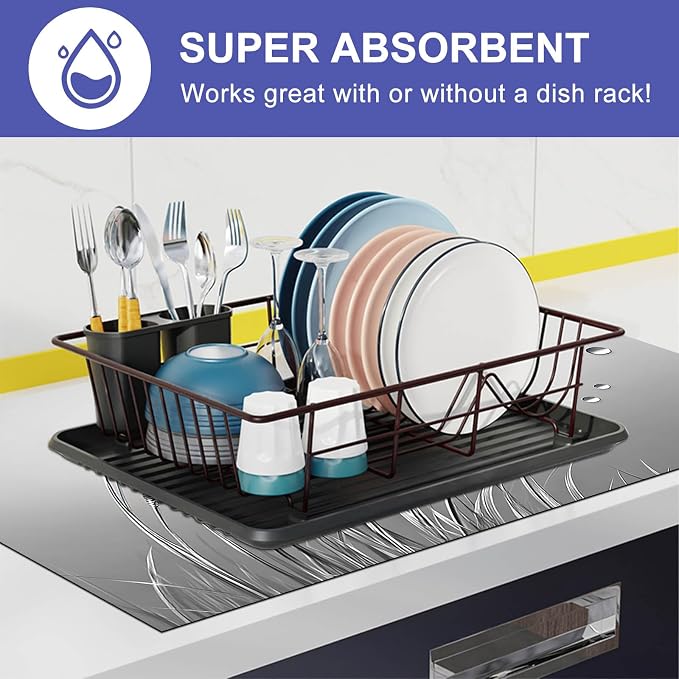 HOMETITUTE Stove Top Cover 28x20 Silver Reed Dew Diatomite Mat