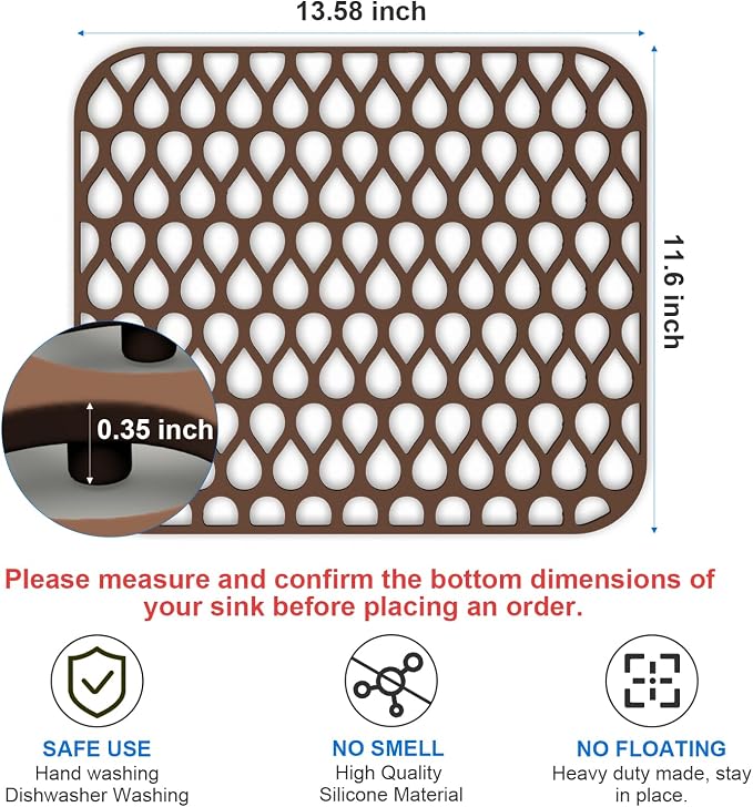 TOOVEM 13.6 ''x 11.6''Sink Protector for Kitchen, 2Pcs Silicone Sink mat | 2 Pcs Sink Protectors for Kitchen Sink, Non-Slip Silicone Sink Mats Protect, Stainless Steel Bottom of Kitchen Sink