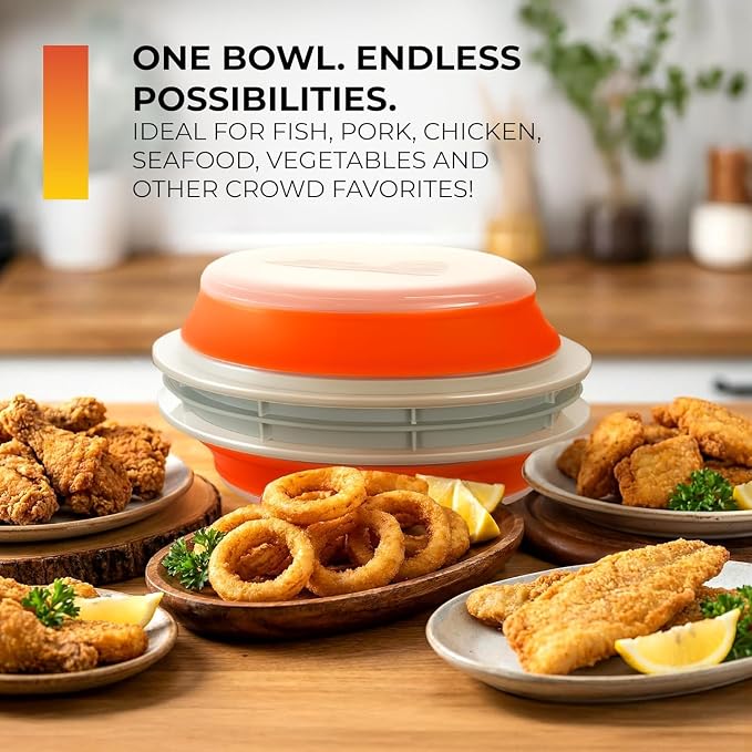 CanCooker Collapsible Breading Batter Bowl | 2 Pack | Mess Free Shaker Container & Mixer | Ideal for Fish Fry Fried Chicken & Wings