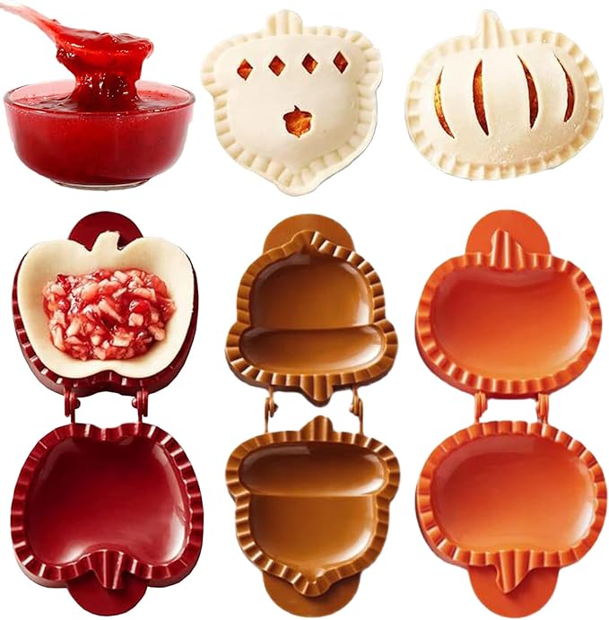 Dough Presser Pocket，Mini Pie Molds,One-Handed Cookie Maker, 3 Shape Christmas Handmade Pie Molds. (Autumn hand-dispatched)