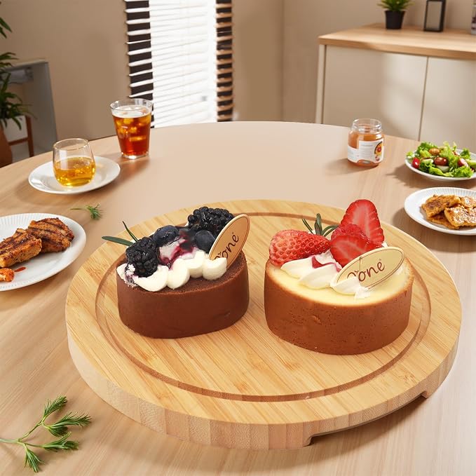 Bamboo Cake Stand & Charcuterie Board with Lid - Large Serving Acrylic Platter for Party Dessert Table Display, Decorative Server Tray for Cakes, Pastries, Cheese Display