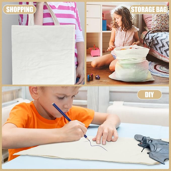 Tatuo 50 Pcs Muslin Bags 18 X 20 Inches, Cotton Drawstring Pouches Party | Natural Cotton Cloth Small Pouches, Reusable Linen Sachet for Gift Favor, Wedding Party Supplies, Craft Home Storage